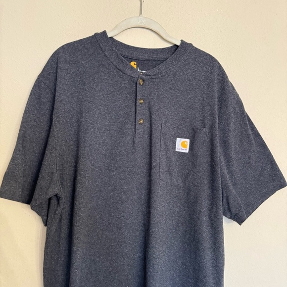 Carhartt Original Fit 1/4 Button Sz L Short Sleeve Shirt Gray Tee Workwear - Picture 4 of 13